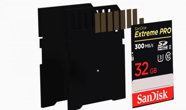 sd card sandisk 32 gb 3D Model .c4d .max .obj .3ds .fbx .stl .blend 