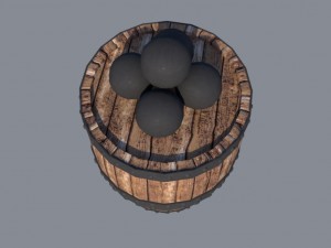 old barrel with canon balls 3D 模型
