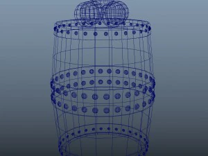 old barrel with canon balls 3D Model