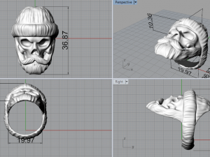skull ring 3D 프린트 모델