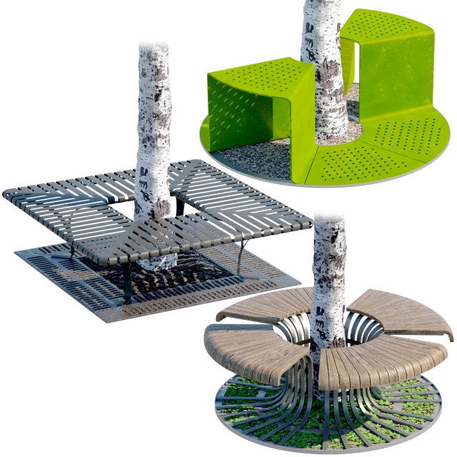 tree bench grates Modèle 3D .c4d .max .obj .3ds .fbx .stl .blend 