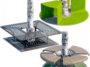 tree bench grates 3D मॉडल