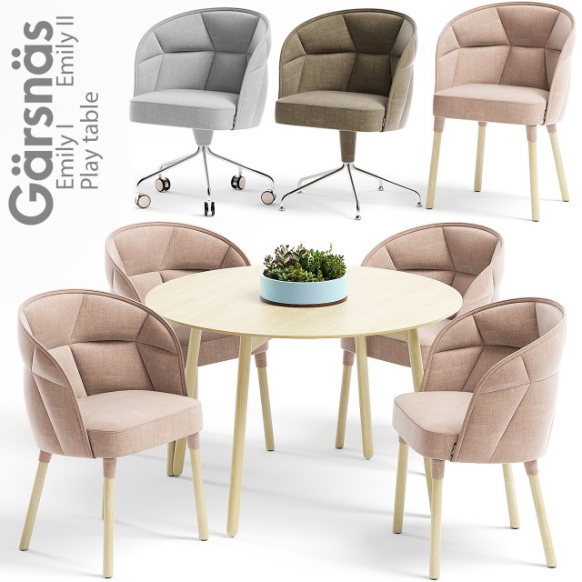 garsnas emily i and ii armchair play table 3D Model .c4d .max .obj .3ds .fbx .stl .blend 