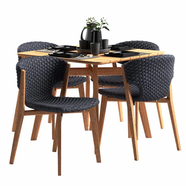 ethimo knit dining chair and square table 3D Model .c4d .max .obj .3ds .fbx .stl .blend 