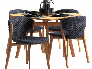 ethimo knit dining chair and square table 3D मॉडल