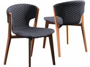 ethimo knit dining chair and square table 3D Model
