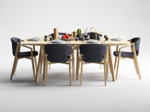 ethimo knit dining armchair and xl rectangular table 3D Model