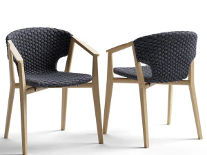 ethimo knit dining armchair and xl rectangular table 3D Model