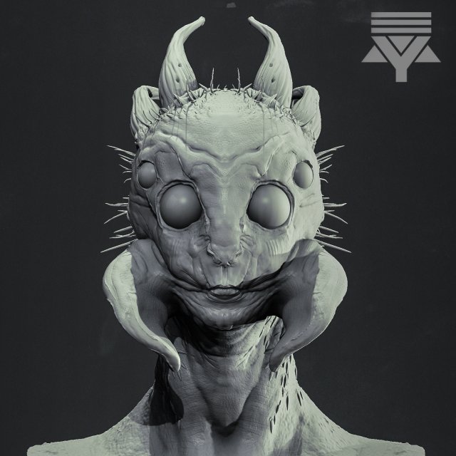arachnid humanoid bust highpoly 3D Model .c4d .max .obj .3ds .fbx .stl .blend 