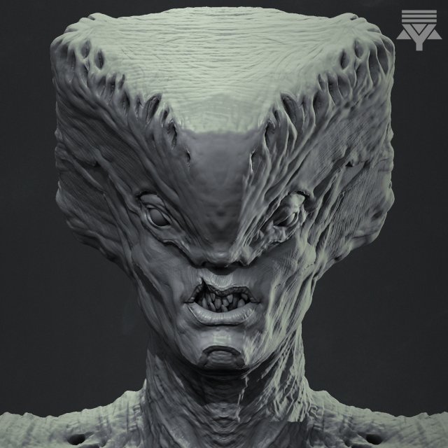 creature bust highpoly 3D 모델 .c4d .max .obj .3ds .fbx .stl .blend 