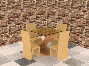 tavolo con sedia semplice Modello 3D