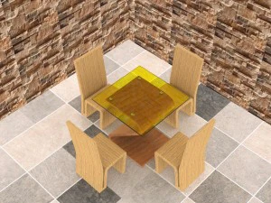 tavolo con sedia semplice Modello 3D