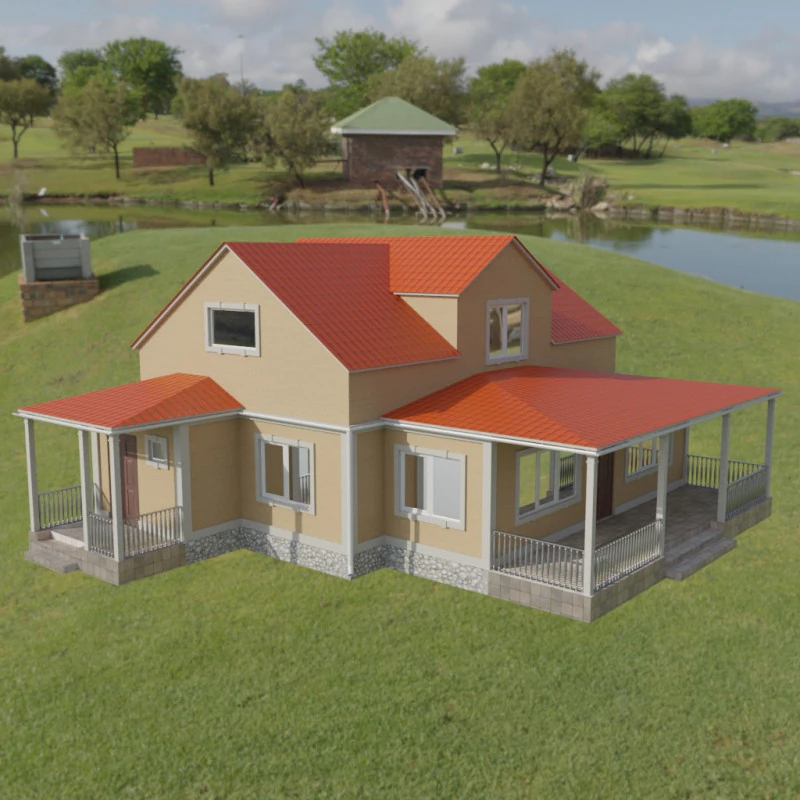 Two-storey family cottage with a small terrace 3D Model .c4d .max .obj .3ds .fbx .stl .blend