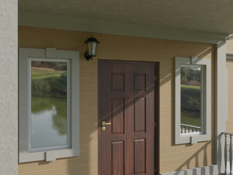 Küçük teraslı iki katlı aile kır evi 3D Model