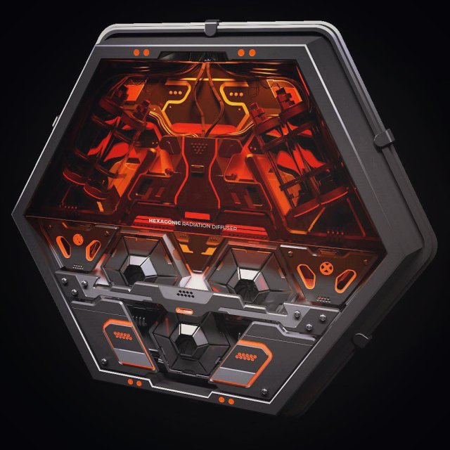 hexagon radiation diffuser animation preview in description 3Dモデル .c4d .max .obj .3ds .fbx .stl .blend 