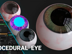 Процедурний очний матеріал лише для Blender Cycles 3D Модель