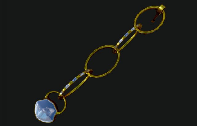 gold chain brooch 3D Model .c4d .max .obj .3ds .fbx .stl .blend 