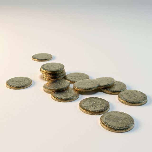 old coins 3D Модель .c4d .max .obj .3ds .fbx .stl .blend