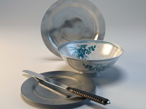 plates and knife from still life 3D मॉडल