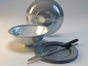 plates and knife from still life Modelo 3D