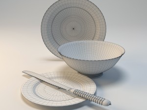 plates and knife from still life Modelo 3D