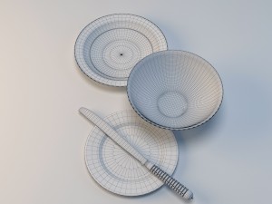 plates and knife from still life Modelo 3D