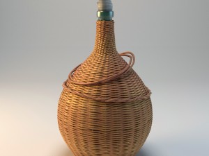 a large bottle in a straw basket 3D मॉडल