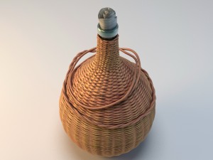 a large bottle in a straw basket 3D 模型