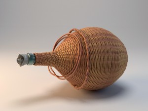 a large bottle in a straw basket 3D 模型