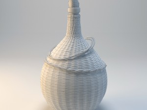 a large bottle in a straw basket 3D 模型