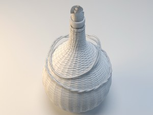 a large bottle in a straw basket 3D 模型