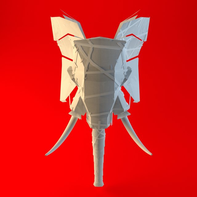 cardboard elephant head 3D मॉडल .c4d .max .obj .3ds .fbx .stl .blend 