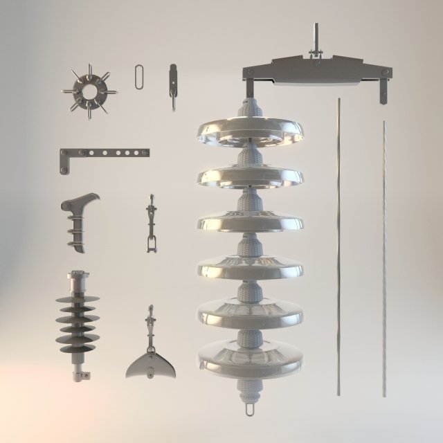 power line details 3D Модель .c4d .max .obj .3ds .fbx .stl .blend 