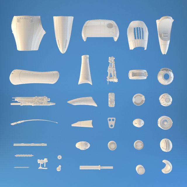 hard surface kitbash sci-fi panel-object pack one Modelo 3D .c4d .max .obj .3ds .fbx .stl .blend 
