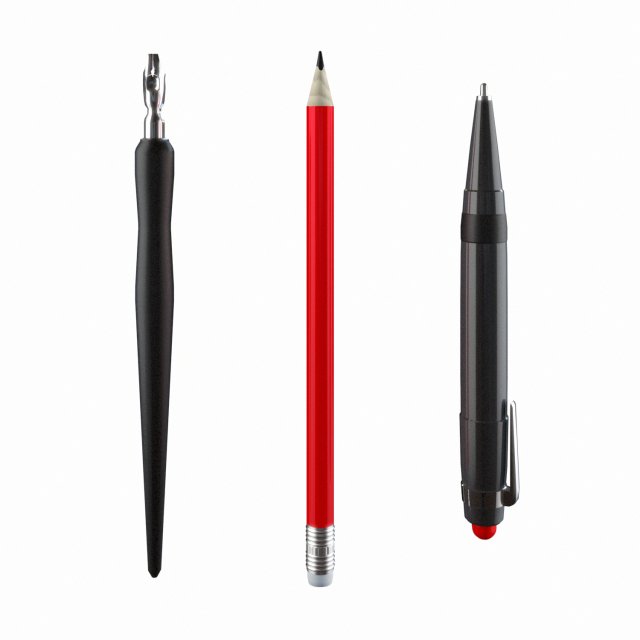 ink pen pencil and pen 3D मॉडल .c4d .max .obj .3ds .fbx .stl .blend 