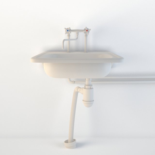 old washbasin 3D Model .c4d .max .obj .3ds .fbx .stl .blend 