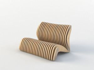 parametric wooden bench 3 3D Model