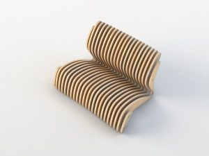 parametric wooden bench 3 3D Model
