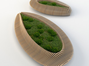 parametric wooden bench 4 3D Модель
