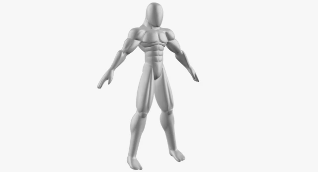 male base mesh - muscular cartoon fighter character 3D Model .c4d .max .obj .3ds .fbx .stl .blend