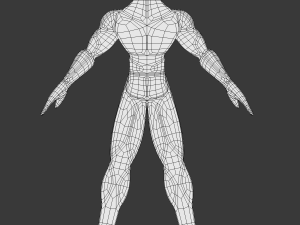 male base mesh - muscular cartoon fighter character Modelo 3D