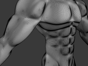 male base mesh - muscular cartoon fighter character 3D Model