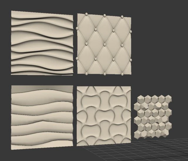 gypsum 3d wall panel 5 type 3D Model .c4d .max .obj .3ds .fbx .stl .blend 