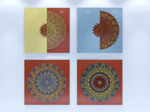 adorno de madera del panel de pared Modelo 3D