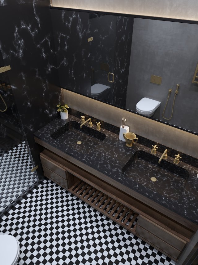 Modern apartment for single people bathroom Modelo 3D .c4d .max .obj .3ds .fbx .stl .blend 