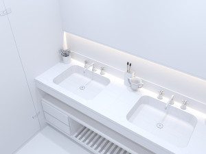 Modern apartment for single people bathroom Modelo 3D