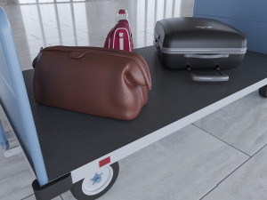 airport baggage carts 3D Model