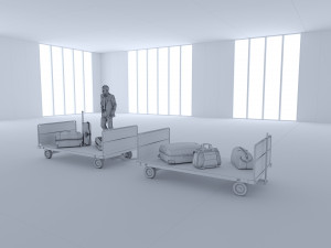 airport baggage carts 3D Model