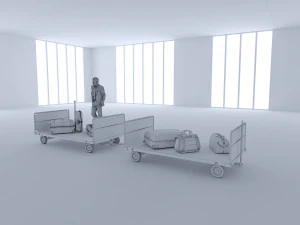 airport baggage carts 3D Model