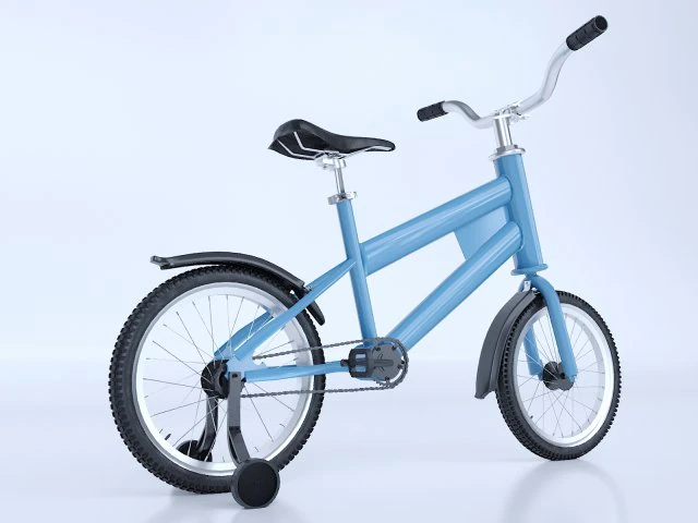 bicycle with training wheel 3D Model .c4d .max .obj .3ds .fbx .stl .blend